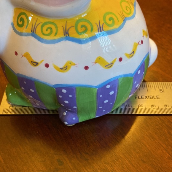 Bunny Rabbit Ceramic Piggy Bank. Hand painted exquisite detailing. - Picture 5 of 7